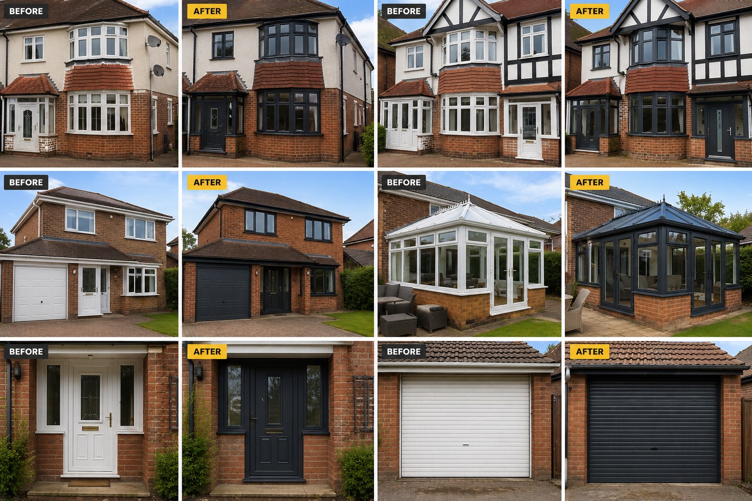 Multiple before and after uPVC spraying transformations